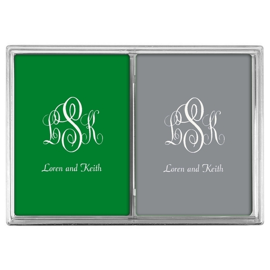 Script Monogram with Small Initials plus Text Double Deck Playing Cards