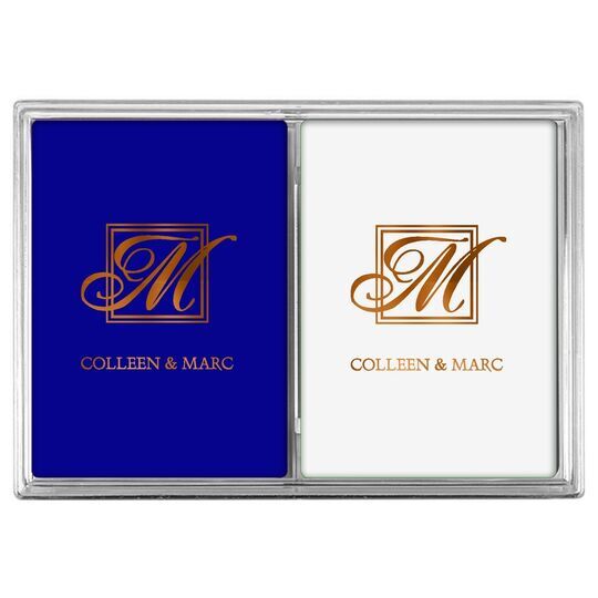 Framed Initial Plus Text Double Deck Playing Cards