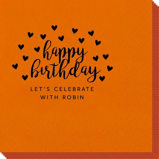 Confetti Hearts Happy Birthday Napkins