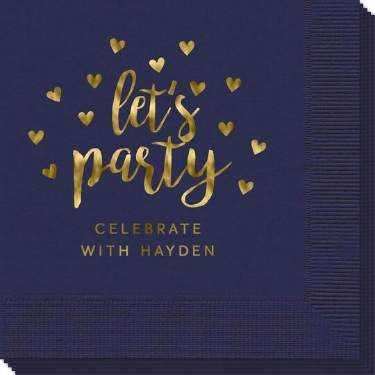 Confetti Hearts Let's Party Napkins