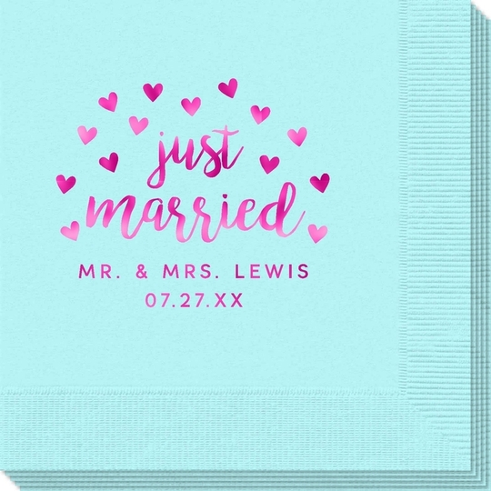 Confetti Hearts Just Married Napkins