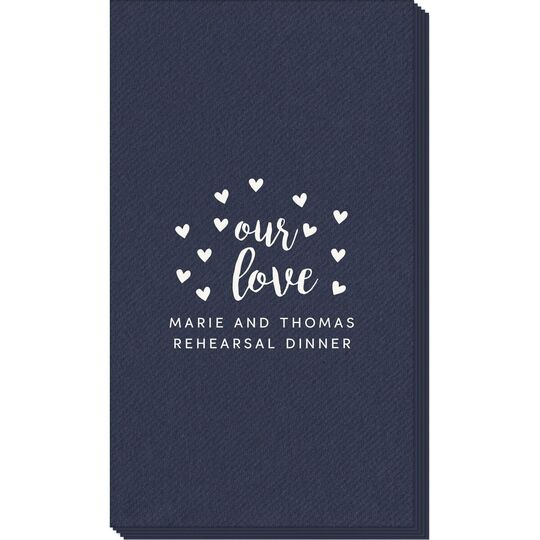 Confetti Hearts Our Love Linen Like Guest Towels