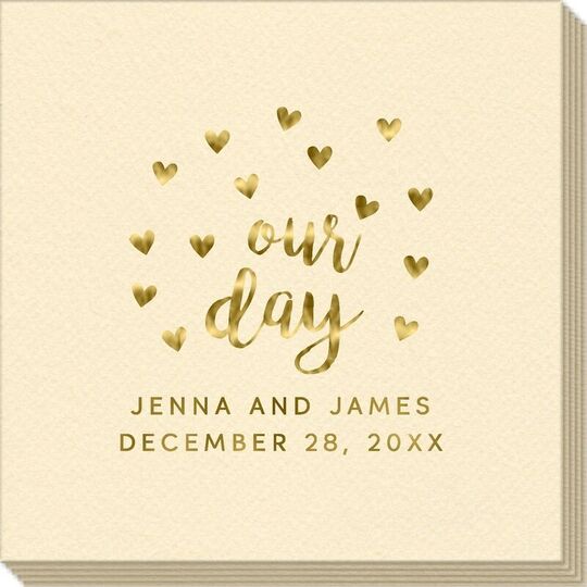 Confetti Hearts Our Day Linen Like Napkins