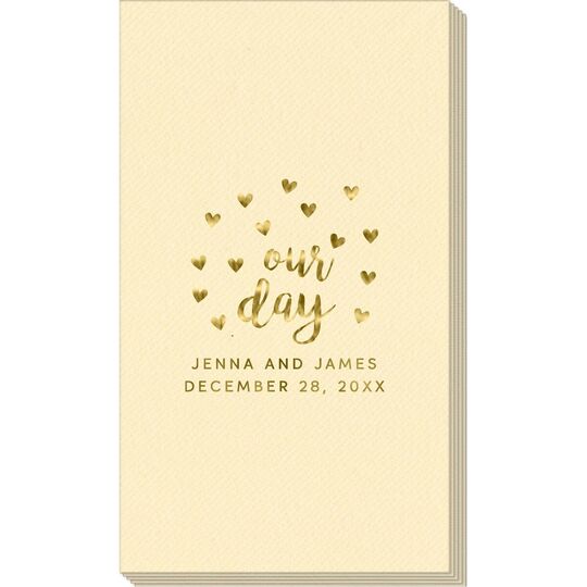 Confetti Hearts Our Day Linen Like Guest Towels