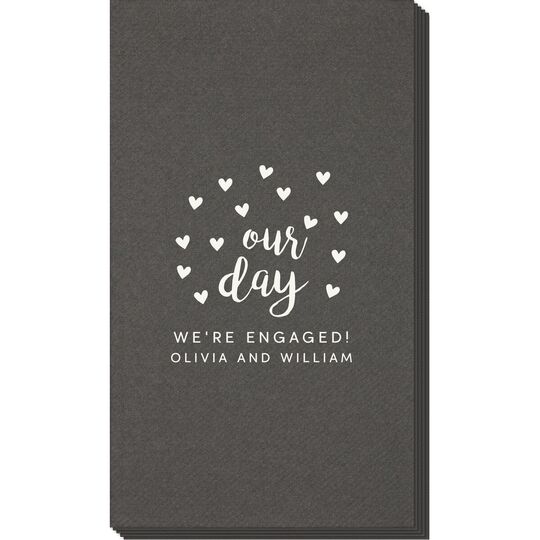 Confetti Hearts Our Day Linen Like Guest Towels