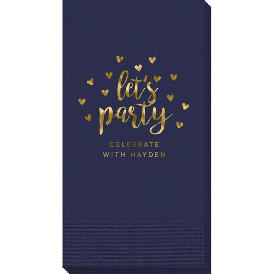 Confetti Hearts Let's Party Guest Towels