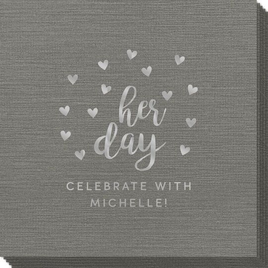 Confetti Hearts Her Day Bamboo Luxe Napkins