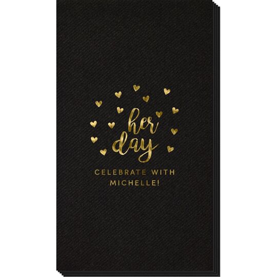 Confetti Hearts Her Day Linen Like Guest Towels