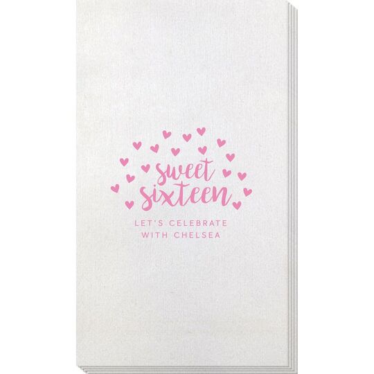 Confetti Hearts Sweet Sixteen Bamboo Luxe Guest Towels