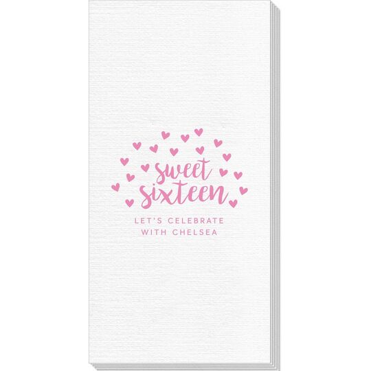 Confetti Hearts Sweet Sixteen Deville Guest Towels