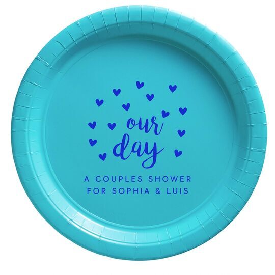 Confetti Hearts Our Day Paper Plates