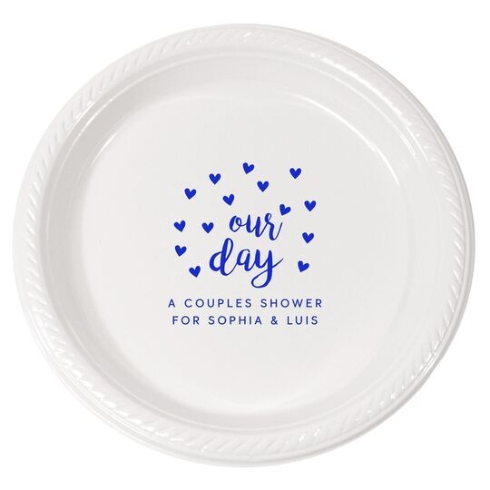 Confetti Hearts Our Day Plastic Plates