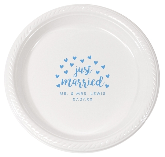 Confetti Hearts Just Married Plastic Plates