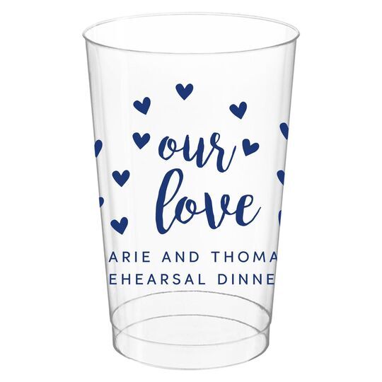 Confetti Hearts Our Love Clear Plastic Cups