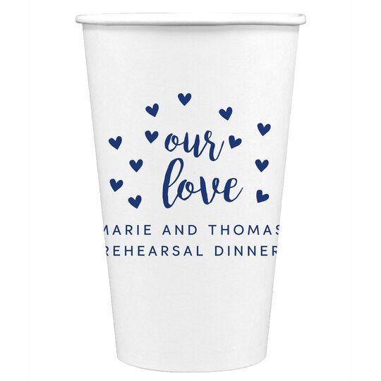 Confetti Hearts Our Love Paper Coffee Cups