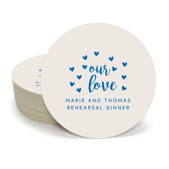 Confetti Hearts Our Love Round Coasters