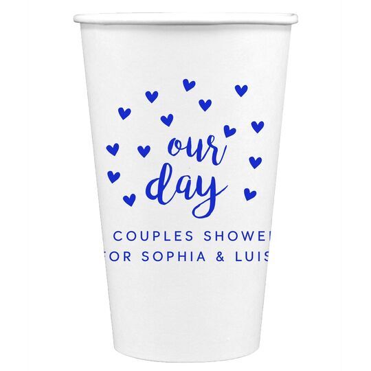 Confetti Hearts Our Day Paper Coffee Cups