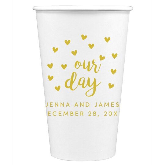 Confetti Hearts Our Day Paper Coffee Cups