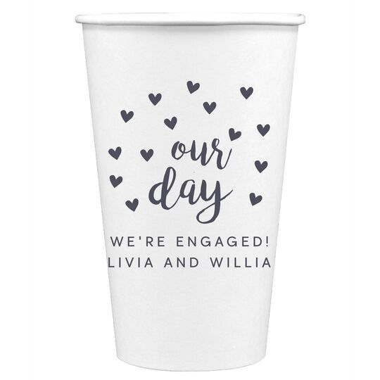 Confetti Hearts Our Day Paper Coffee Cups