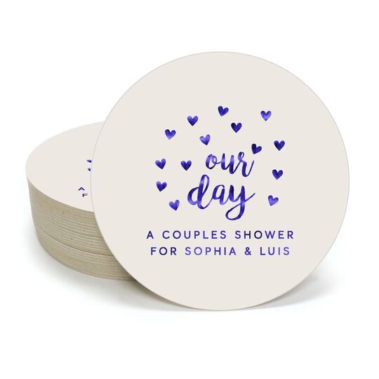 Confetti Hearts Our Day Round Coasters