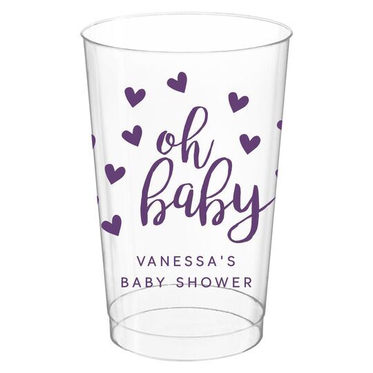 Confetti Hearts Oh Baby Clear Plastic Cups