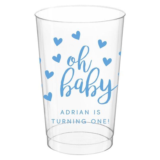 Confetti Hearts Oh Baby Clear Plastic Cups