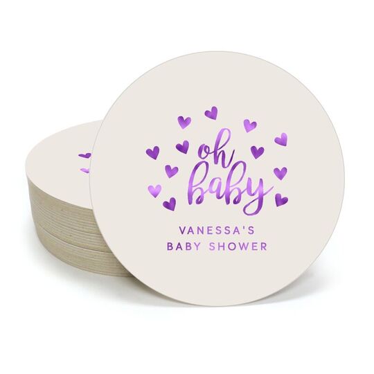 Confetti Hearts Oh Baby Round Coasters