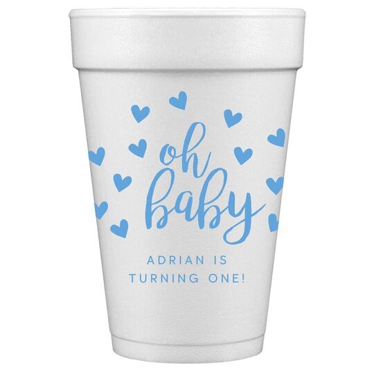 Confetti Hearts Oh Baby Styrofoam Cups
