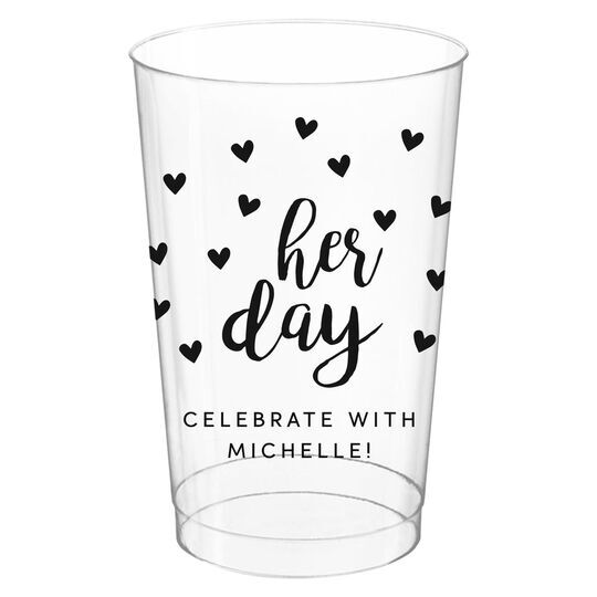 Confetti Hearts Her Day Clear Plastic Cups