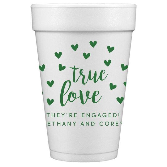 Confetti Hearts True Love Styrofoam Cups