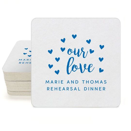Confetti Hearts Our Love Square Coasters