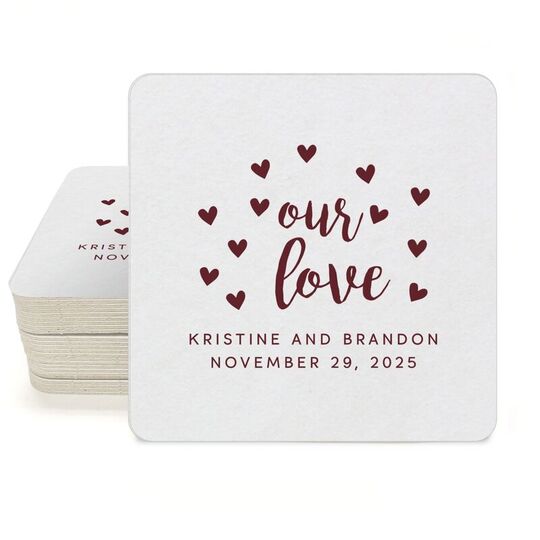 Confetti Hearts Our Love Square Coasters