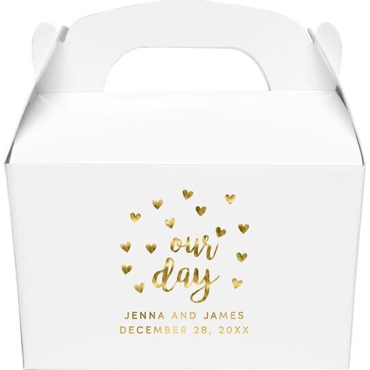 Confetti Hearts Our Day Gable Favor Boxes