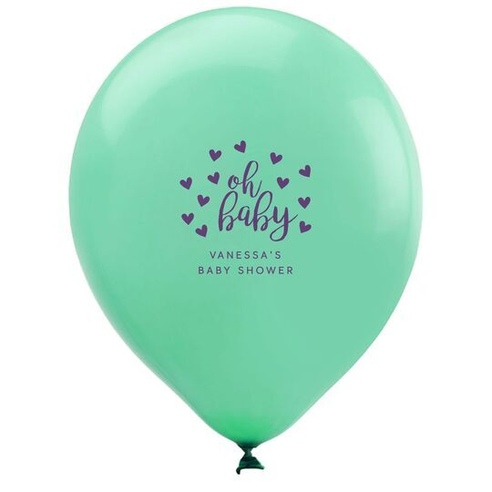 Confetti Hearts Oh Baby Latex Balloons