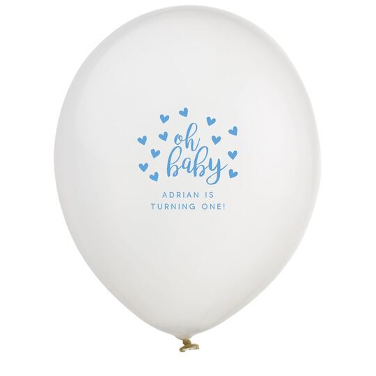 Confetti Hearts Oh Baby Latex Balloons