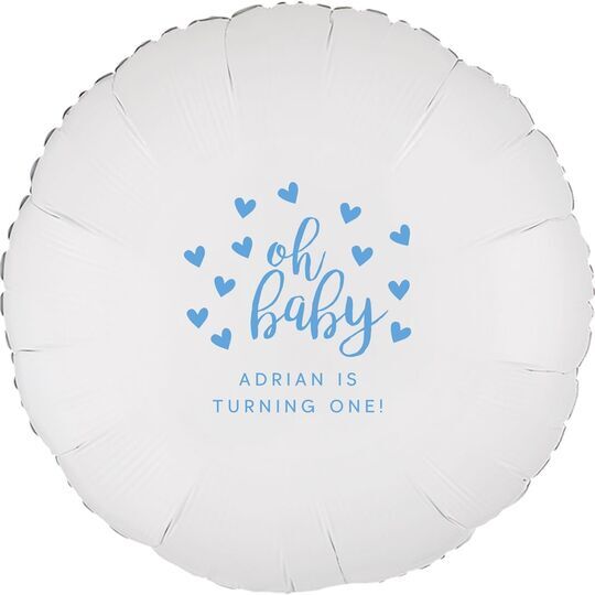 Confetti Hearts Oh Baby Mylar Balloons