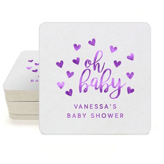 Confetti Hearts Oh Baby Square Coasters