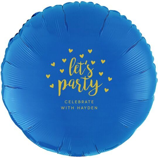 Confetti Hearts Let's Party Mylar Balloons