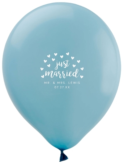 Confetti Hearts Just Married Latex Balloons