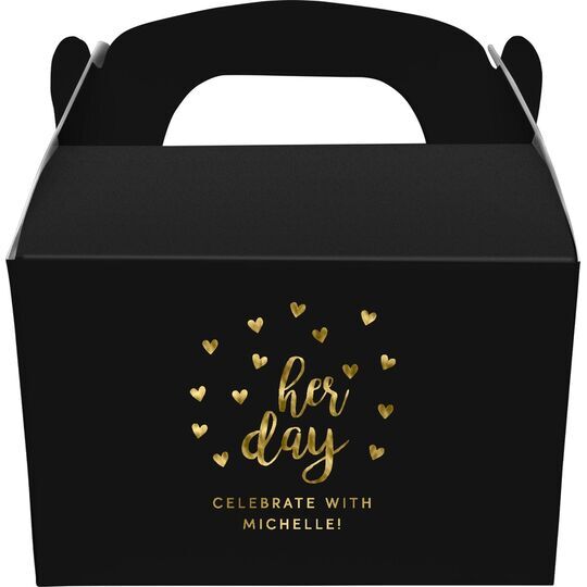 Confetti Hearts Her Day Gable Favor Boxes