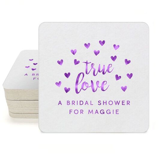 Confetti Hearts True Love Square Coasters