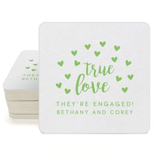 Confetti Hearts True Love Square Coasters