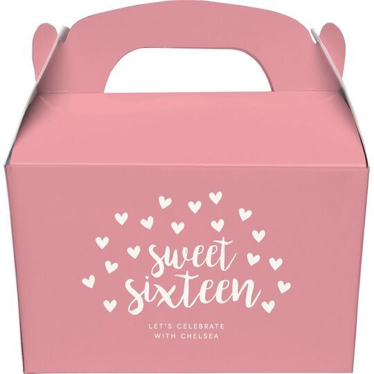 Confetti Hearts Sweet Sixteen Gable Favor Boxes