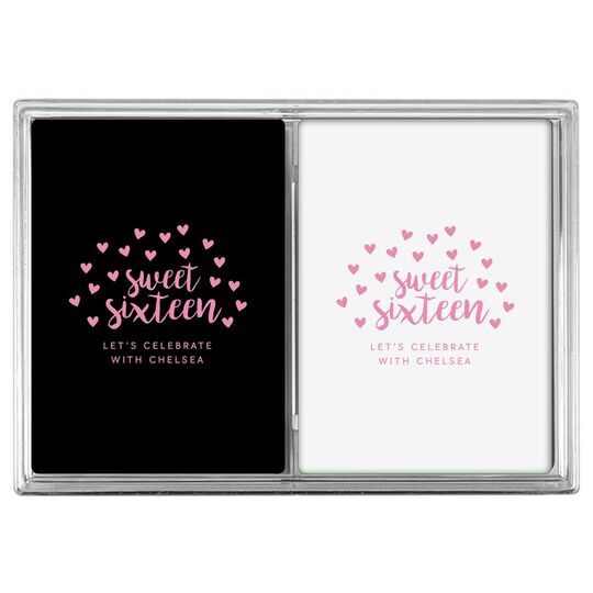 Confetti Hearts Sweet Sixteen Double Deck Playing Cards