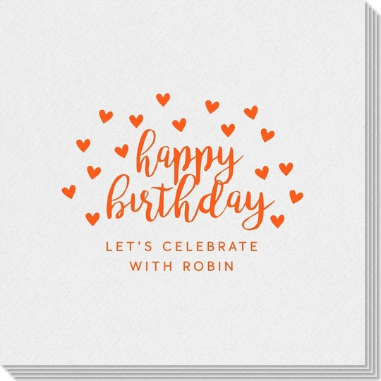 Confetti Hearts Happy Birthday Linen Like Napkins