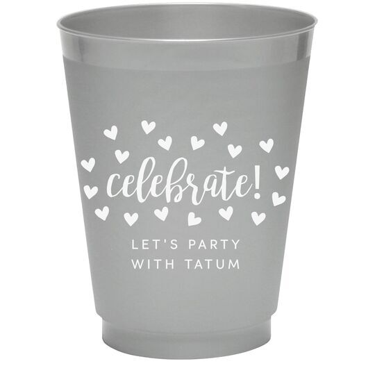 Confetti Hearts Celebrate Colored Shatterproof Cups