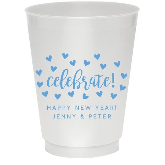 Confetti Hearts Celebrate Colored Shatterproof Cups