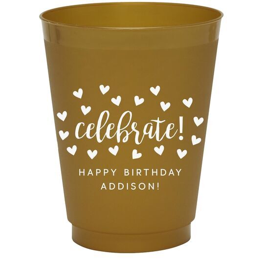 Confetti Hearts Celebrate Colored Shatterproof Cups