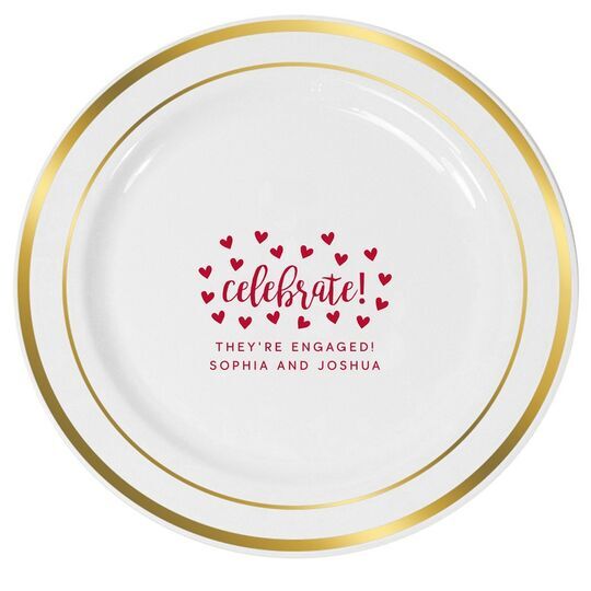 Confetti Hearts Celebrate Premium Banded Plastic Plates