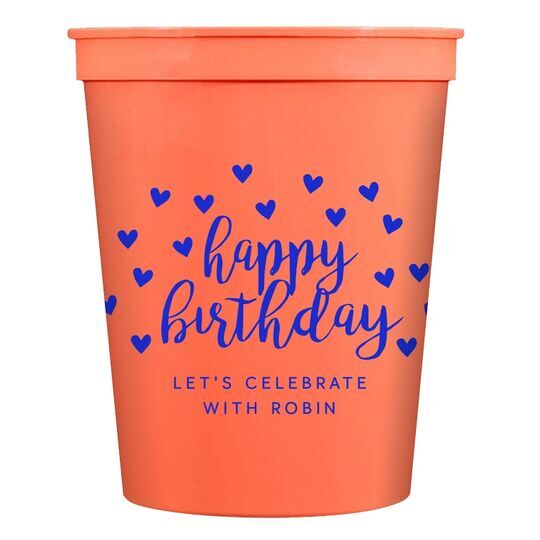 Confetti Hearts Happy Birthday Stadium Cups
